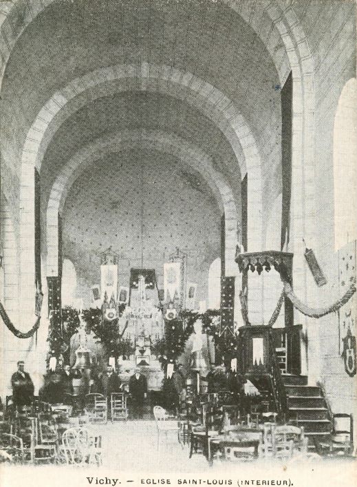 An old postcard showing a bells baptism.